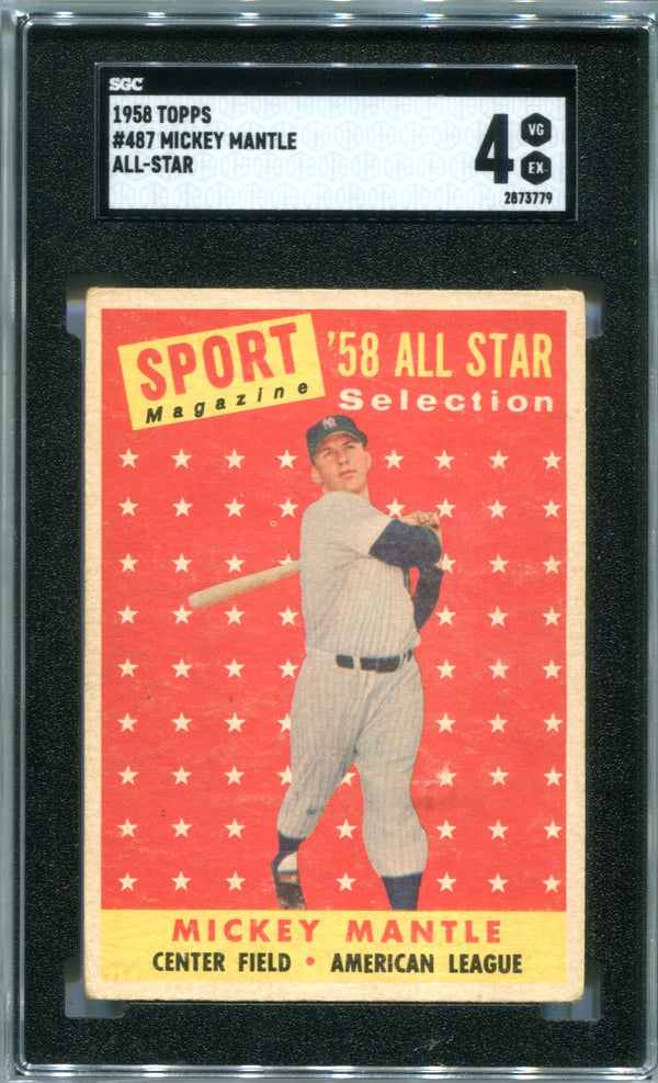 Mickey Mantle 1958 Topps All-Star #487 SGC 4 Card