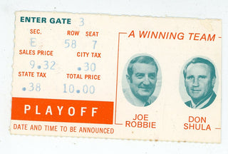 Vintage Miami Dolphins Divisional Playoff 1/2 Ticket Orange Bowl Joe Robbie Don Shula