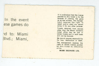 Vintage Miami Dolphins Divisional Playoff 1/2 Ticket Orange Bowl Joe Robbie Don Shula