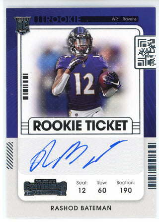 Rashod Bateman Autographed 2021 Panini Contenders Rookie Ticket Card #113