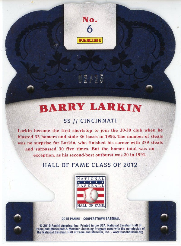 Barry Larkin 2015 Panini Crown Royale Cooperstown Die Cut Card #6