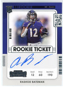 Rashod Bateman Autographed 2021 Panini Contenders Rookie Ticket Card #113