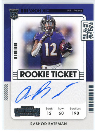 Rashod Bateman Autographed 2021 Panini Contenders Rookie Ticket Card #113