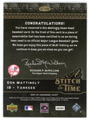 Don Mattingly 2007 Upper Deck A Stitch In Time Patch Relic #ST-DM