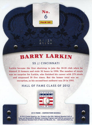 Barry Larkin 2015 Panini Crown Royale Cooperstown Die Cut Card #6