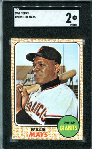 Willie Mays 1968 Topps #50 SGC 2 Card