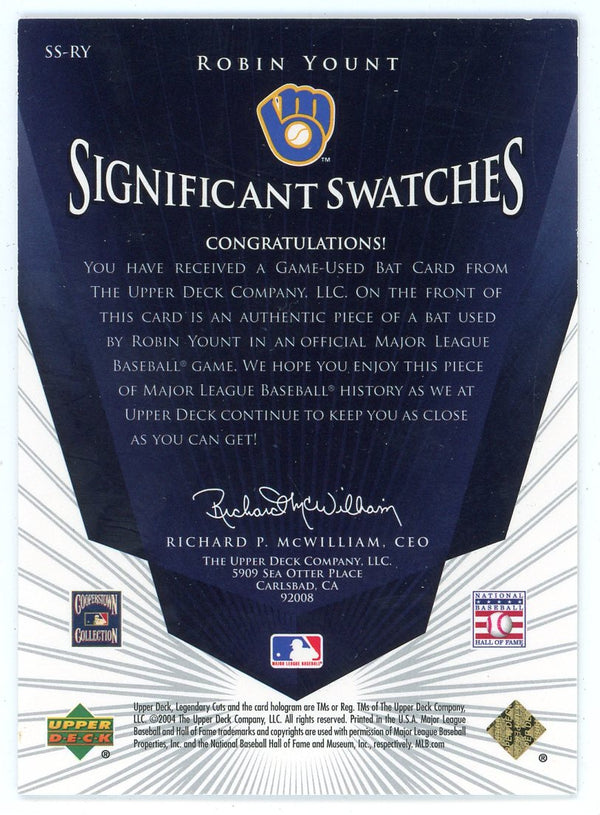 Robin Yount 2004 Upper Deck Significant Swatches Bat Relic #SS-RY