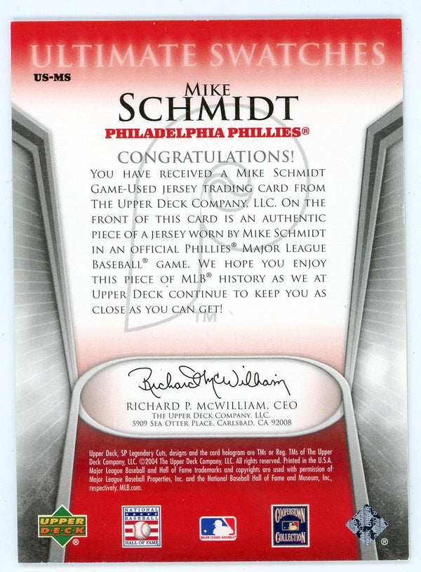 Mike Schmidt 2004 Upper Deck Ultimate Swatches Patch Relic #US-MS