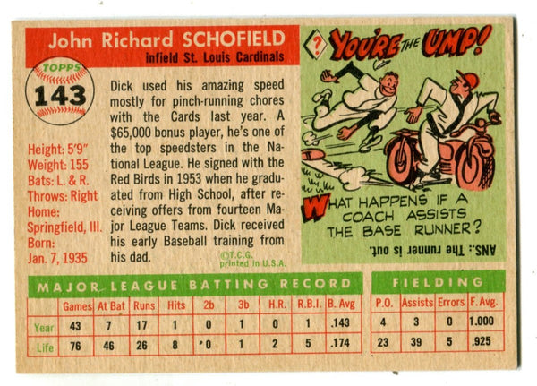 Dick Shofield 1955 Topps #143 Card