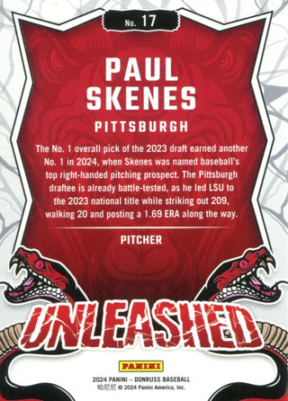 Paul Skenes 2024 Panini Donruss Unleashed Card #17