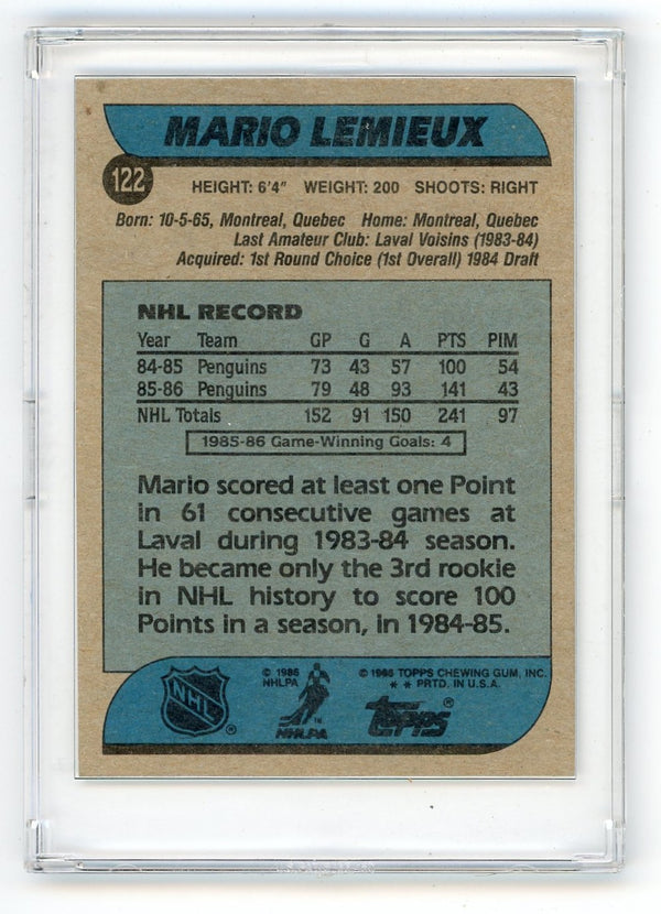 Mario Lemieux 1986 Topps #122 Card