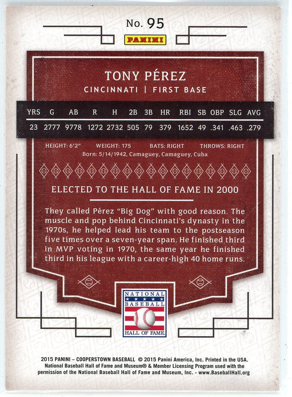 Tony Perez 2015 Panini Cooperstown Card #95