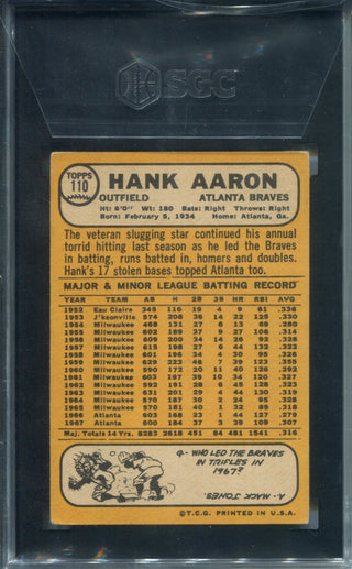 Hank Aaron 1968 Topps #110 SGC 4