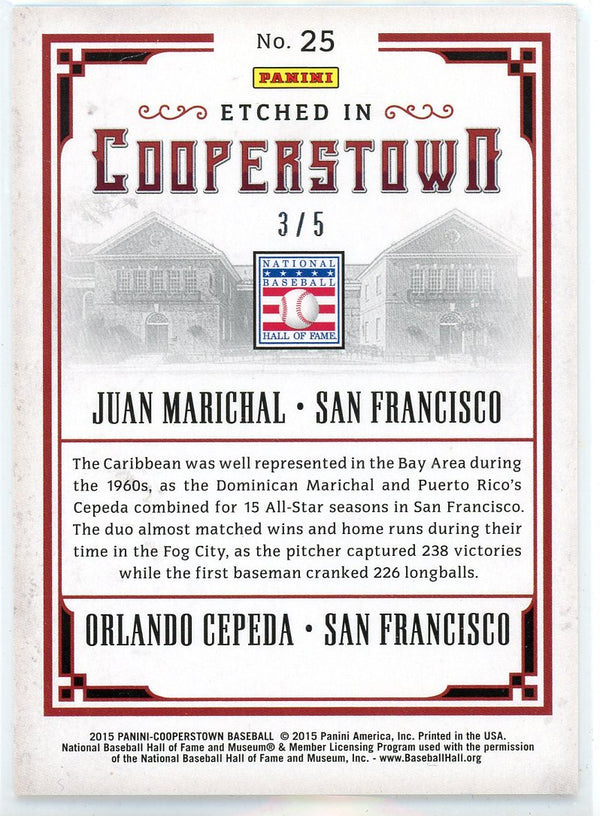 Juan Marichal & Orlando Cepeda 2015 Panini Etched in Cooperstown Card #25