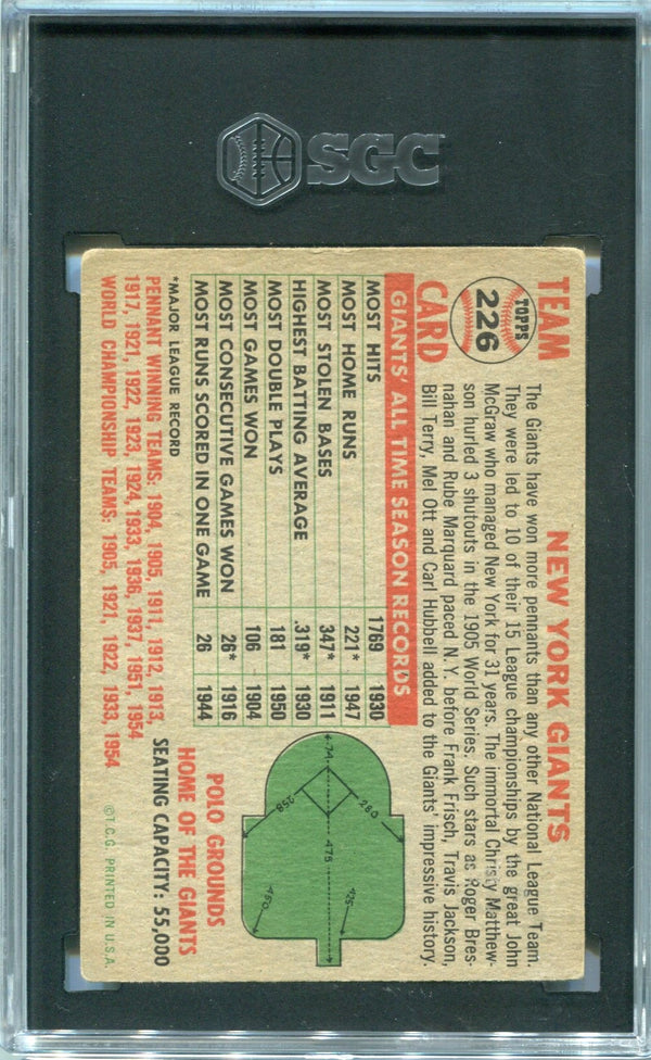 New York Giants 1956 Topps #336 SGC 2 Card