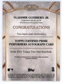 Vladimir Guerrero Jr. Autographed 2021 Topps Card #PPA-VG