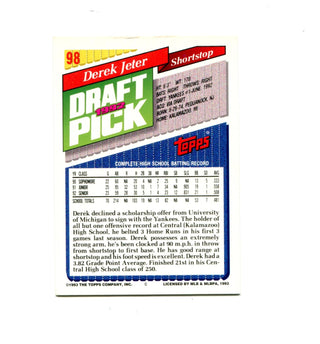 Derek Jeter 1993 Topps Gold Draft Pick #98 Card