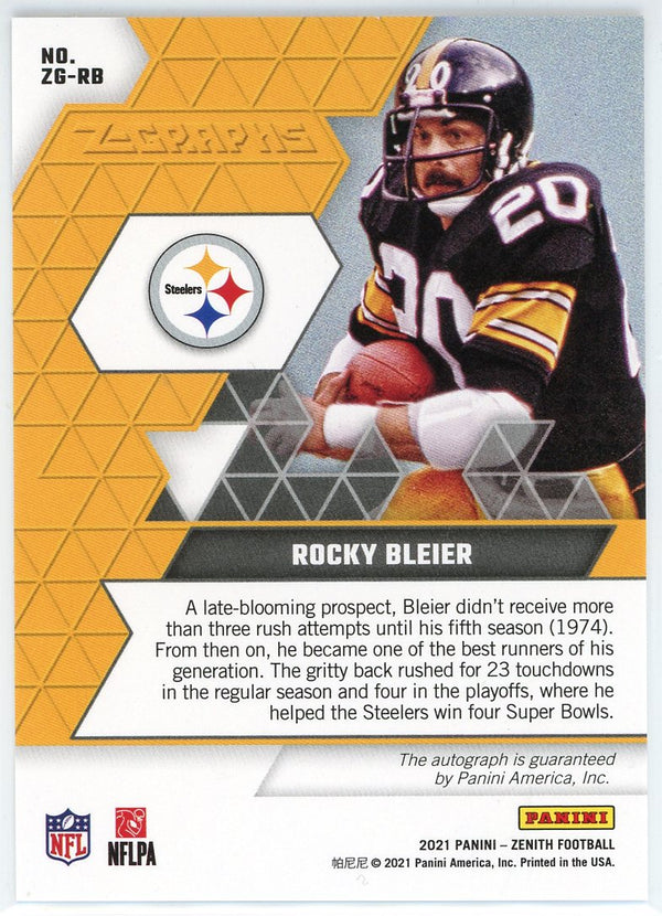 Rocky Bleier Autographed 2021 Panini Zenith Z-Graphs Card #ZG-RB