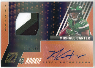 Michael Carter Autographed 2021 Panini Zenith Rookie Patch Card #98