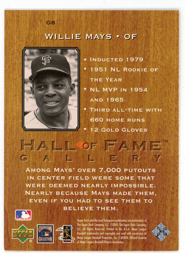 Willie Mays 2001 Upper Deck HOF Gallery #G8