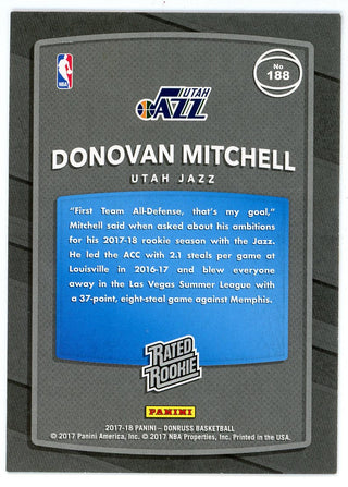 Donovan Mitchell 2017 Panini Donruss Rated Rookie Card #188