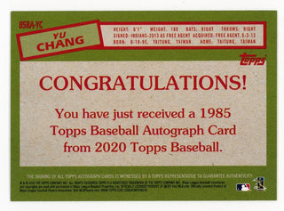 Yu Chang 2020 Topps 35th Anniversary #85BA-YC Card