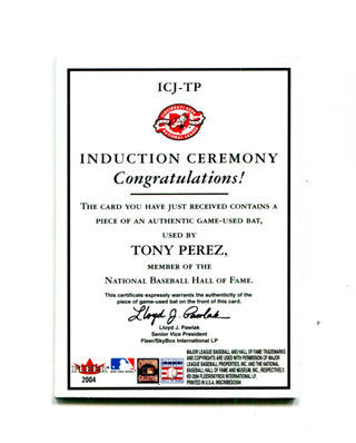 Tony Perez 2004 Fleer Induction Ceremony #ICJ-TP 079/100 Card