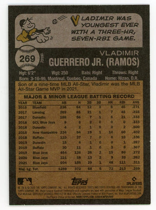 Vladimir Guerrero Jr 2022 Topps Heritage #269 Card