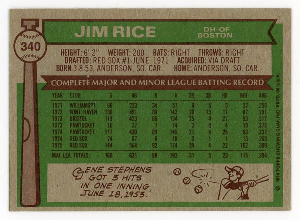 Jim Rice 1978 Topps All-Star Rookie #340 Card