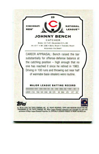 Johnny Bench 2013 Topps Museum Collection #29 174/199 Card