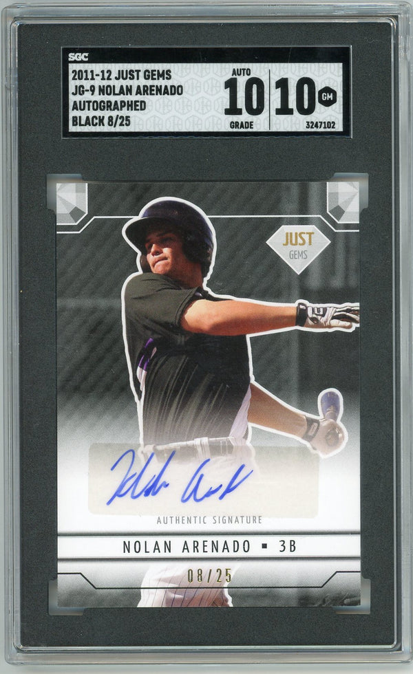 Nolan Arenado 2011-12 Just Gems Autographed Black JG-9 8/25 SGC 10