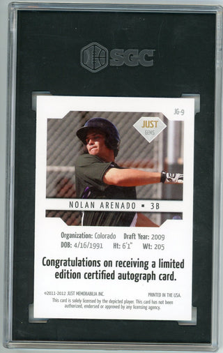 Nolan Arenado 2011-12 Just Gems Autographed Black JG-9 8/25 SGC 10