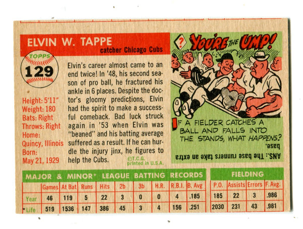 Elvin Tappe 1955 Topps #129 Card