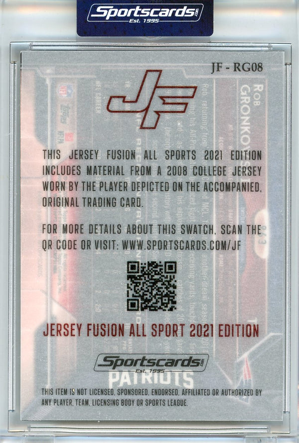 Rob Gronkowski 2021 Jersey Fusion Game Used Swatch Encased Card #JF-RG08