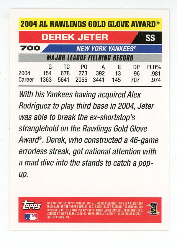 Derek Jeter 2005 Topps Rawlings Gold Glove Award #700