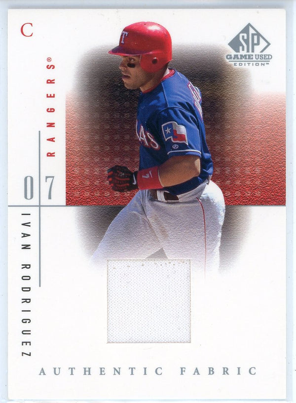 Ivan Rodriguez 2001 Upper Deck SP Game Used Authentic Fabric Card #IR