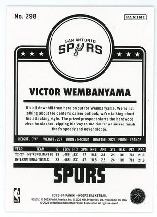 Victor Wembanyama 2023-24 Panini Hoops Rookie Card #298