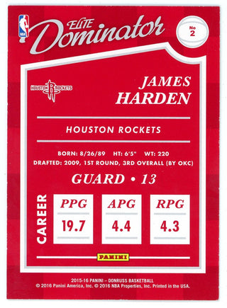 James Harden 2015-16 Panini Donruss Elite Dominators #2