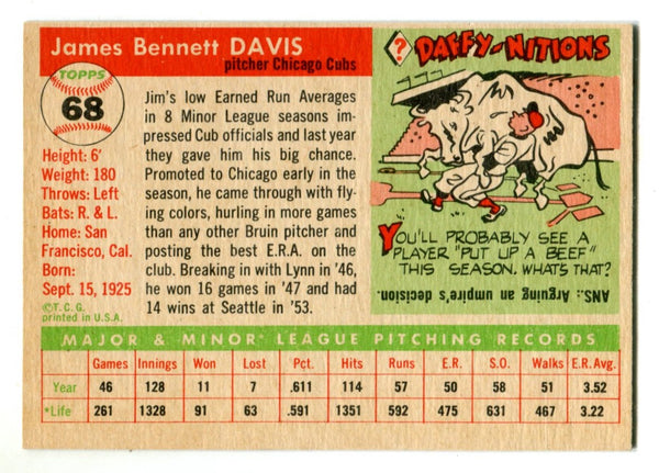 Jim Davis 1955 Topps #68 Card