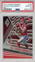 Patrick Mahomes II 2017 Panini Phoenix Red Prizm Rookie Card #104 PSA Gem Mt 10 /299