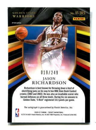 Jason Richardson 2020 Panini Select #IFJRS Autographed Card /249