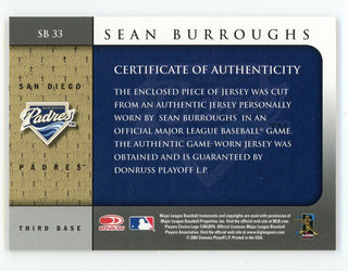 Sean Burroughs 2004 Donruss Shirt Off My Back Jersey Card #SB33