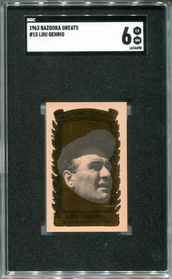 Lou Gehrig 1963 Bazooka Greats #15 SGC 6 Card