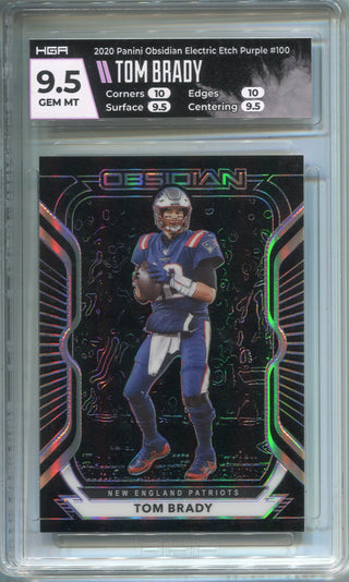 Tom Brady 2020 Panini Obsidian Electric Etch Purple Card #100 (HGA 9.5)