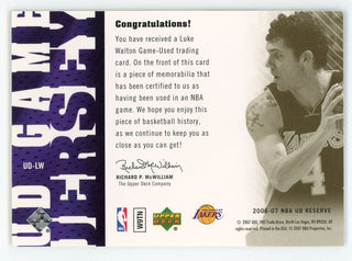 Luke Walton 2007 Upper Deck Game Jersey #UD-LW Card