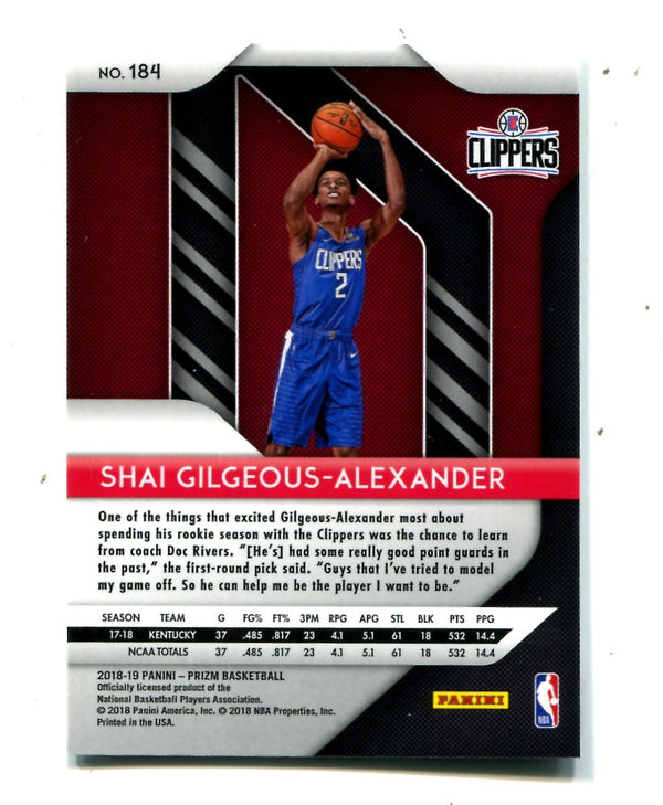 Shai Gilgeous-Alexander 2018-19 Panini Prizm #184 Card