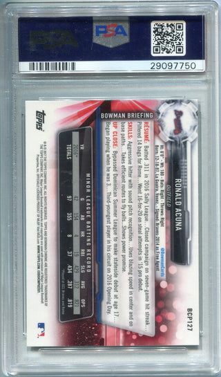 Ronald Acuna 2017 1st Bowman Chrome Prospects Rookie Card (PSA 10)