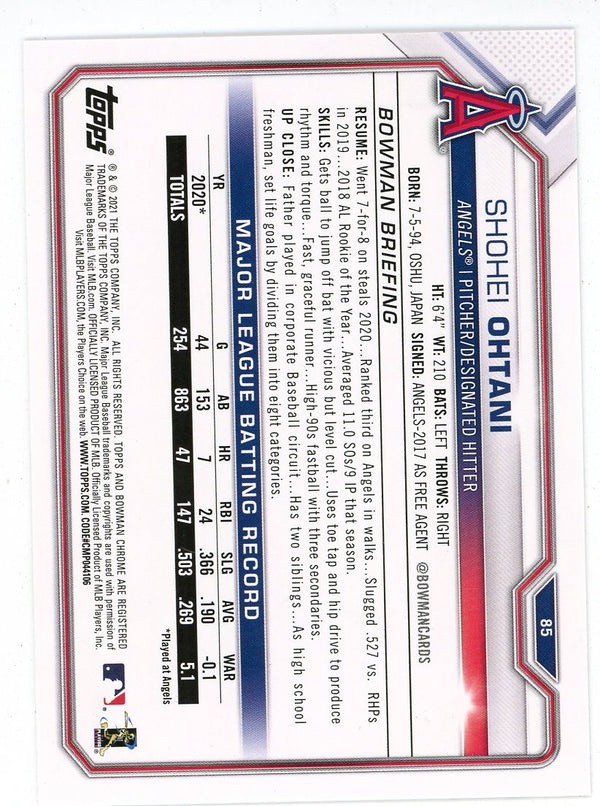 Shohei Ohtani 2021 Topps Bowman Card #85