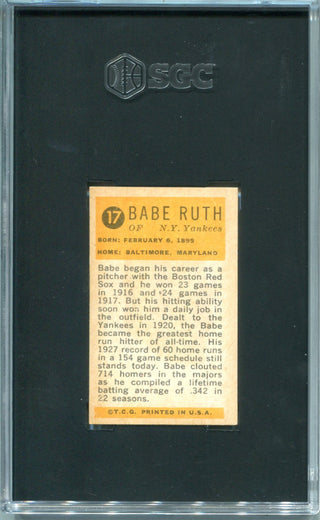 Babe Ruth 1963 Bazooka Greats #17 Card SGC 3 Card