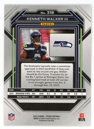 Kenneth Walker III 2022 Panini Prizm Rookie Card #318